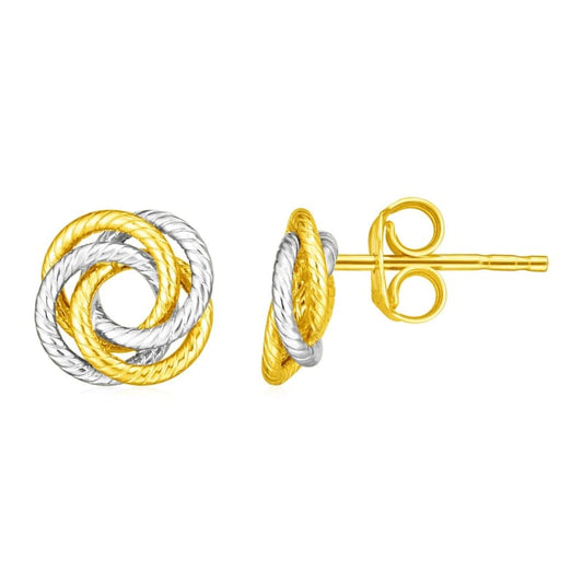 14k Two Tone Gold Love Knot Earrings | Richard Cannon Jewelry