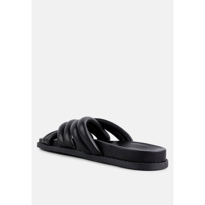 tora quilted strap slider flats | London Rag