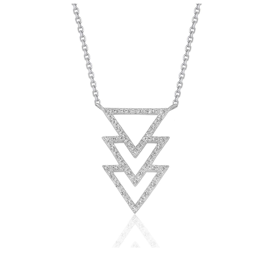 Triple Triangle Pendant with Diamonds in 14k White Gold (1/5 cttw) | Richard Cannon