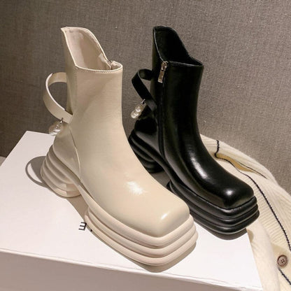 TUCS Mid-Calf Chelsea Chunky Platform Boots | The Urban Clothing Shop™