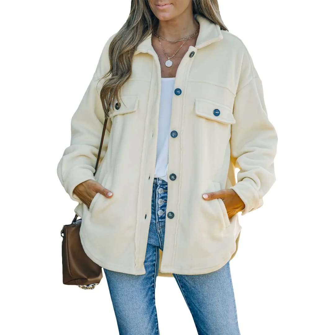 Turn Down Collar Buttoned Shirt Jacket | Fashionfitz