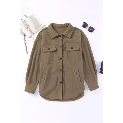 Turn Down Collar Buttoned Shirt Jacket | Fashionfitz