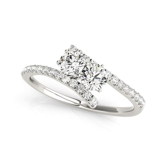 Two Stone Bypass Diamond Ring in 14k White Gold (3/4 cttw) | Richard Cannon Jewelry