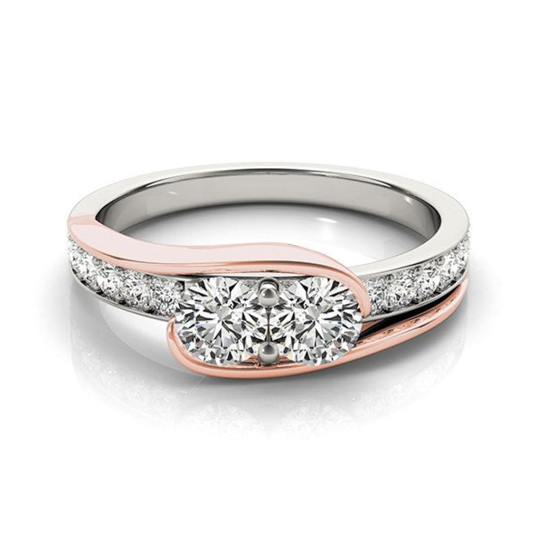 Two Stone Diamond Ring in 14k White And Rose Gold (3/4 cttw) | Richard Cannon Jewelry