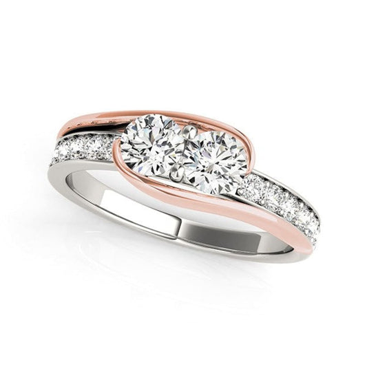 Two Stone Diamond Ring in 14k White And Rose Gold (3/4 cttw) | Richard Cannon Jewelry