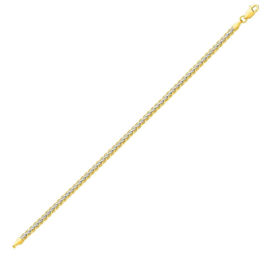 Two-Toned Fine Wheat Chain Bracelet in 10k Yellow and White Gold | Richard Cannon Jewelry