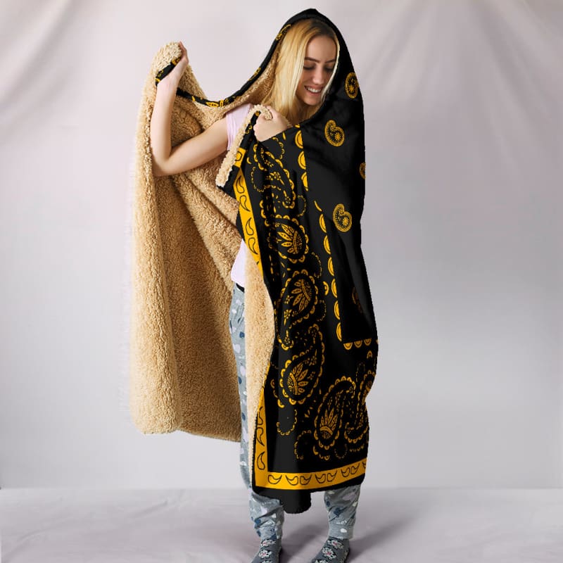 Ultimate Black and Gold Hooded Bandana Blanket | The Urban Clothing Shop™