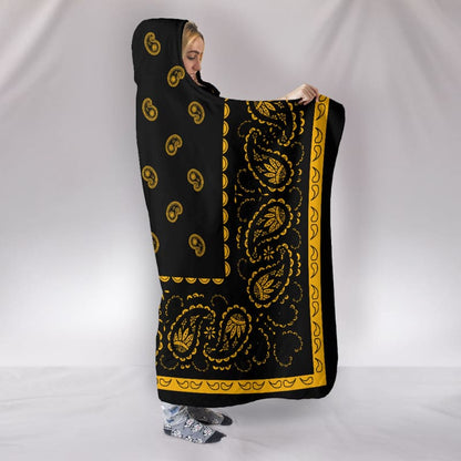 Ultimate Black and Gold Hooded Bandana Blanket | The Urban Clothing Shop™
