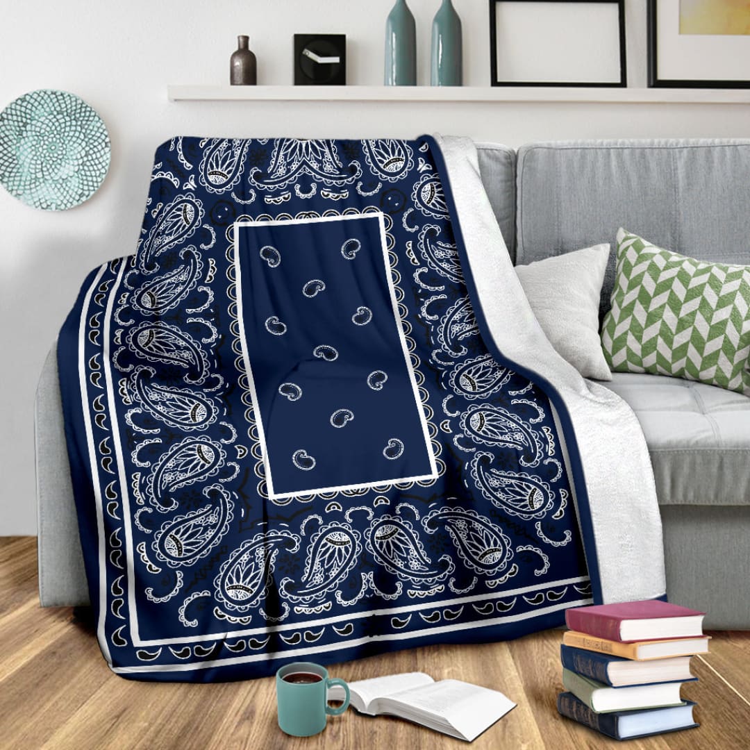Ultra Plush Classic Royal Blue Bandana Blanket | The Urban Clothing Shop™