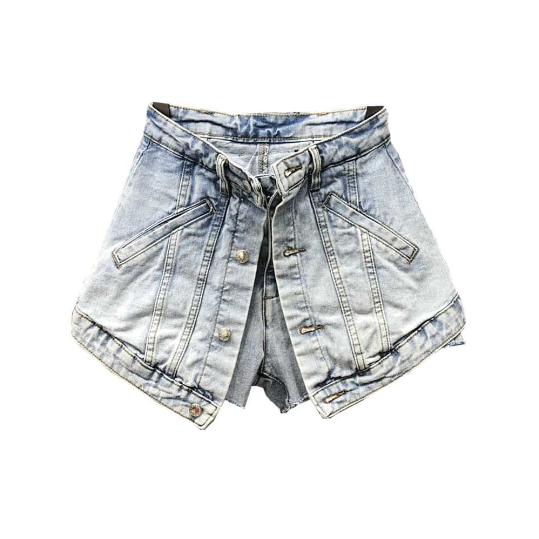 Urban Chic: High Waist A-line Denim Shorts | The Urban Clothing Shop™