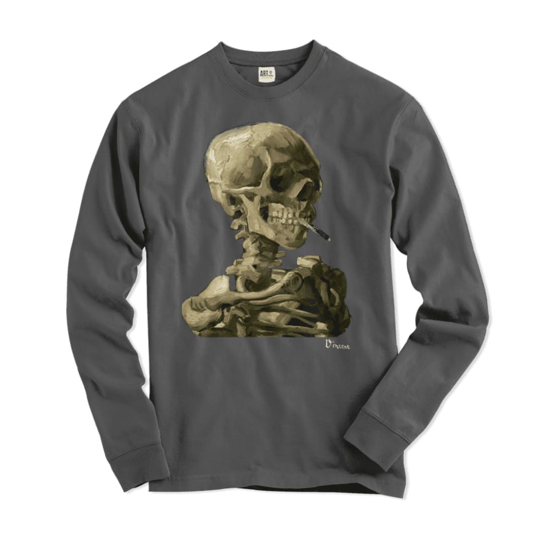 Van Gogh Skull of a Skeleton with Burning Cigarette 1886 Long Sleeve Shirt | Art-O-Rama