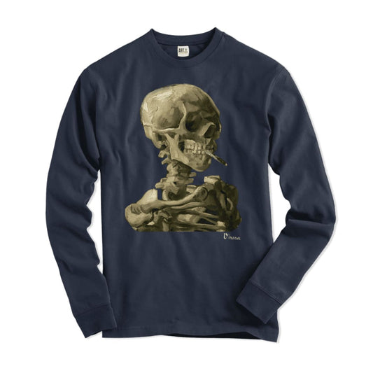 Van Gogh Skull of a Skeleton with Burning Cigarette 1886 Long Sleeve Shirt | Art-O-Rama