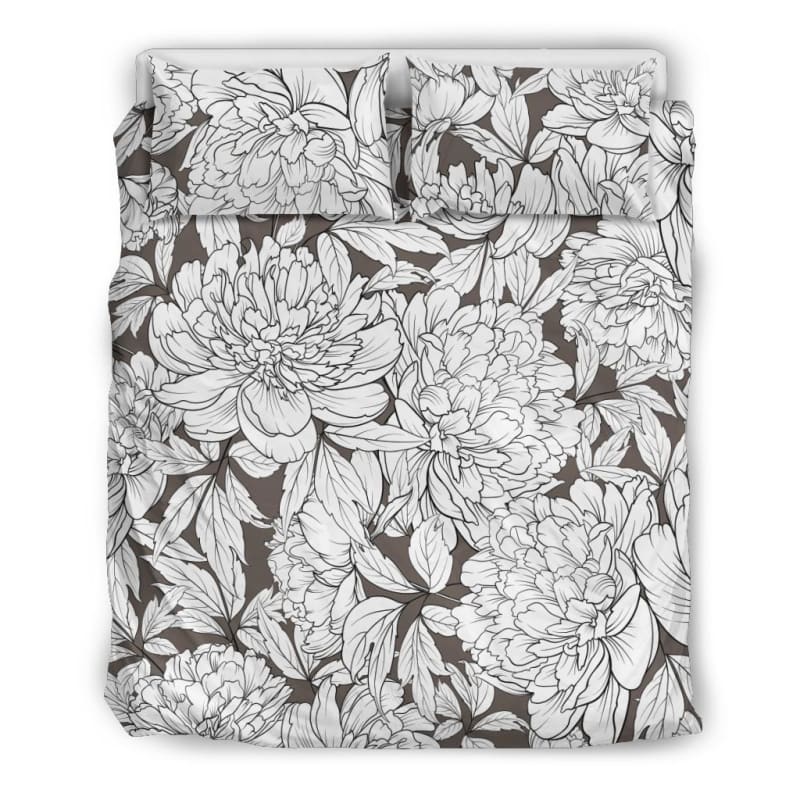Vintage Floral Sketch (White on Brown Granite) - Bedding Sets | The Urban Clothing Shop™