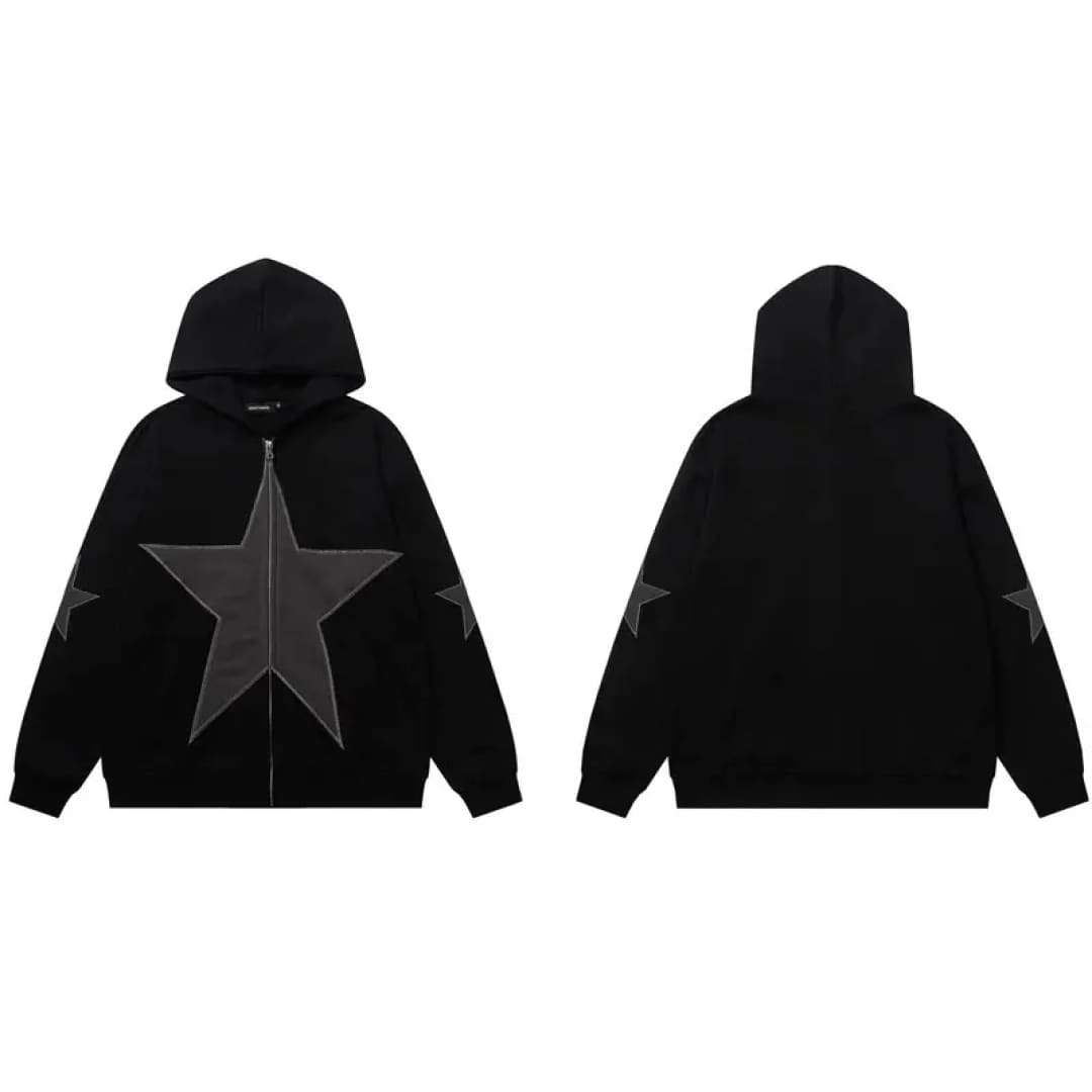 Vintage Star Patch Zip-Up Hoodie | The Urban Clothing Shop™