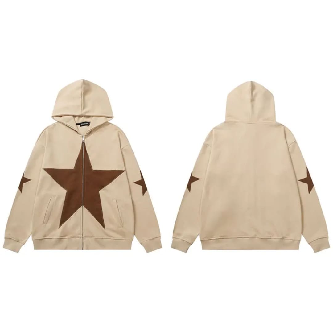 Vintage Star Patch Zip-Up Hoodie | The Urban Clothing Shop™