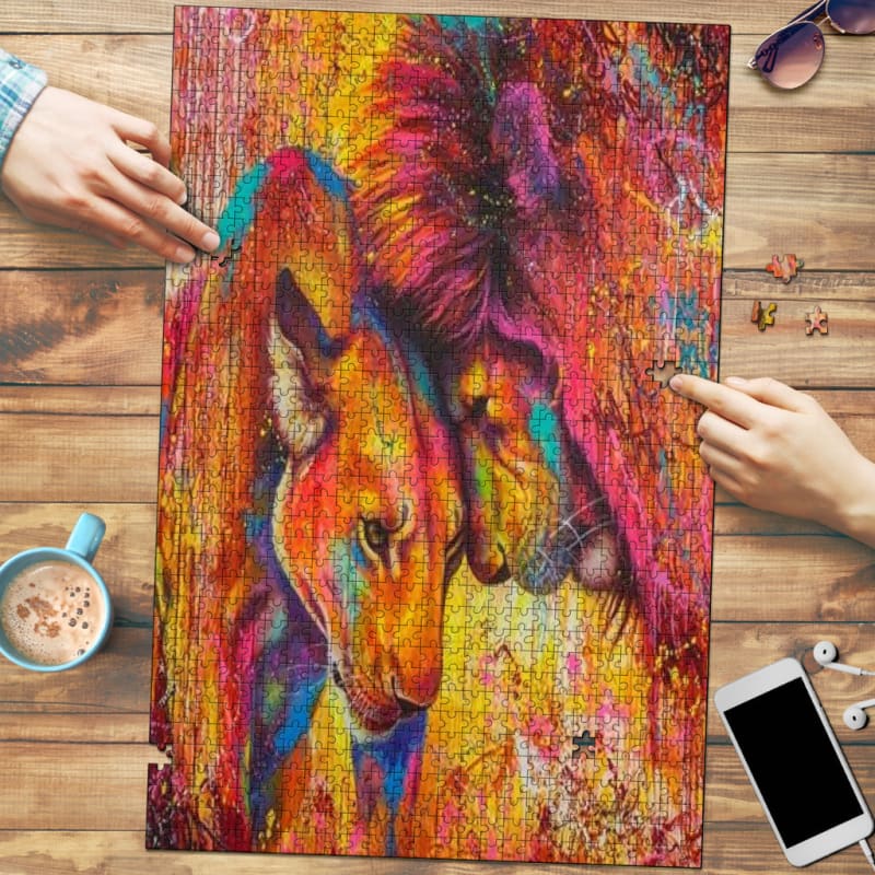 Water Colour Love Lions Jigsaw Puzzle | The Urban Clothing Shop™