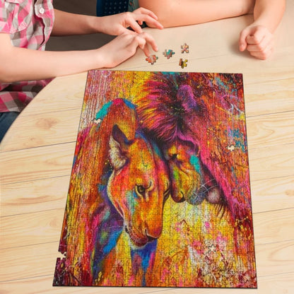 Water Colour Love Lions Jigsaw Puzzle | The Urban Clothing Shop™