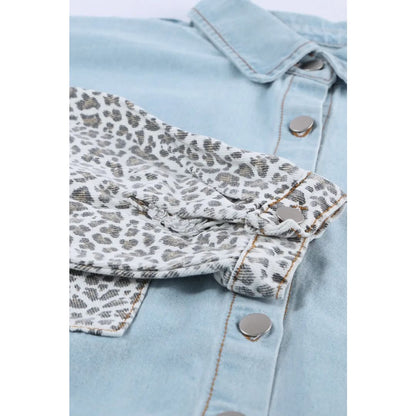 White Contrast Leopard Denim Jacket | Fashionfitz