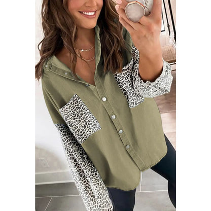 White Contrast Leopard Denim Jacket | Fashionfitz