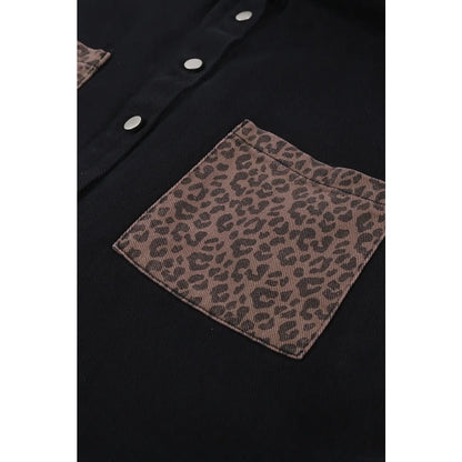 White Contrast Leopard Denim Jacket | Fashionfitz