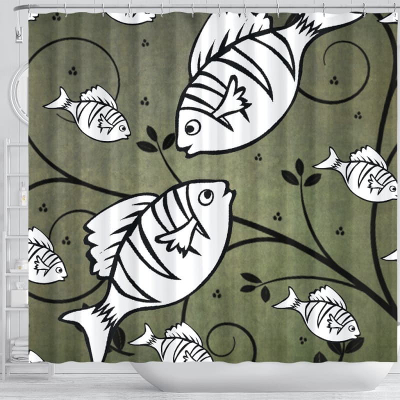 White Fish Shower Curtain | The Urban Clothing Shop™