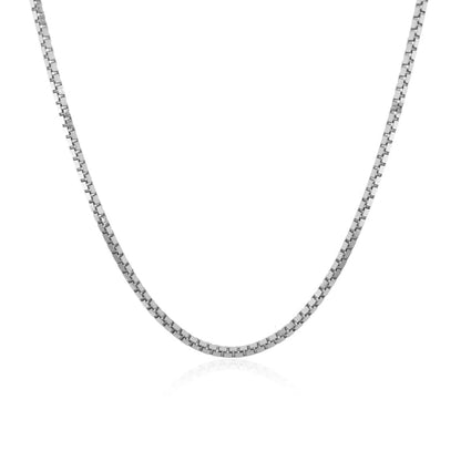 14k White Gold Classic Box Chain 1.4mm | Richard Cannon Jewelry