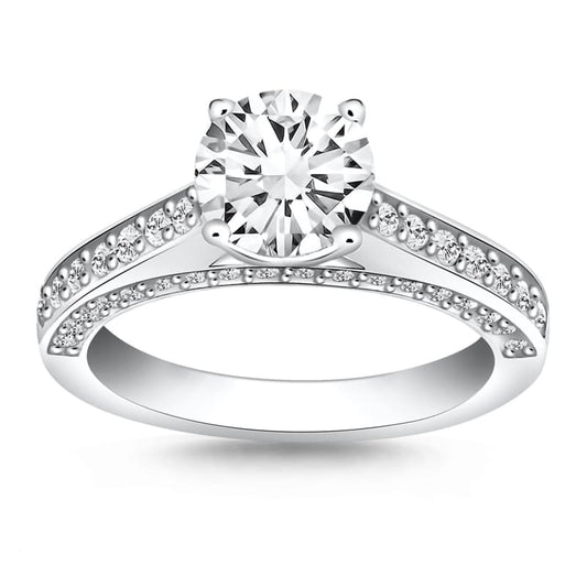 14k White Gold Pave Diamond Cathedral Engagement Ring | Richard Cannon Jewelry