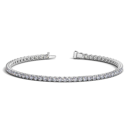 14k White Gold Round Diamond Tennis Bracelet (3 cttw) | Richard Cannon Jewelry