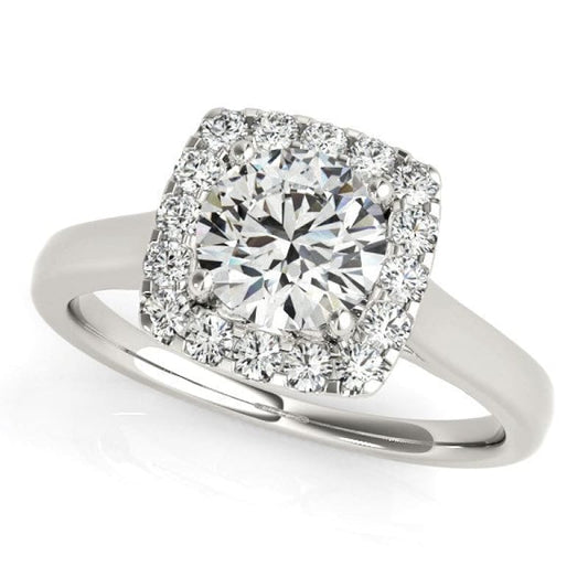 14k White Gold Square Shape Border Diamond Engagement Ring (1 1/3 cttw) | Richard Cannon