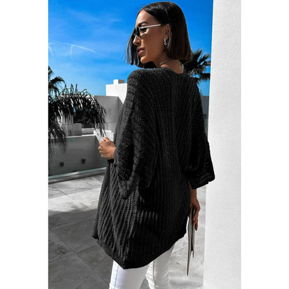 White Hollow-out Knit Kimono Lightweight Cardigan | Fashionfitz