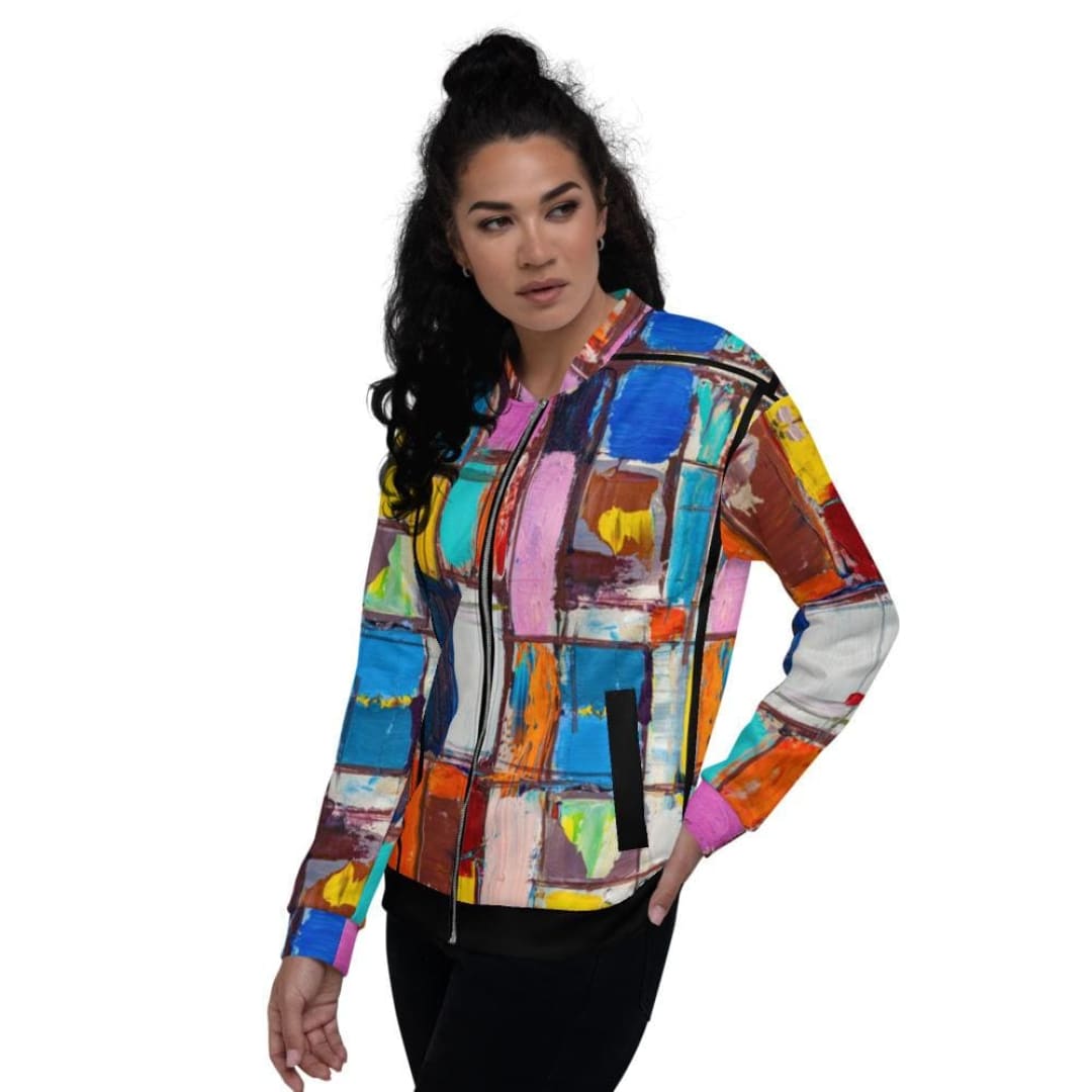 Abstract Multicolor Block Style Women’s Jacket | IPFL | inQue.Style