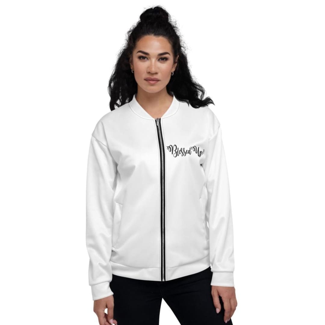 Womens Jacket - Blessed Up Graphic Text Jacket | IPFL | inQue.Style