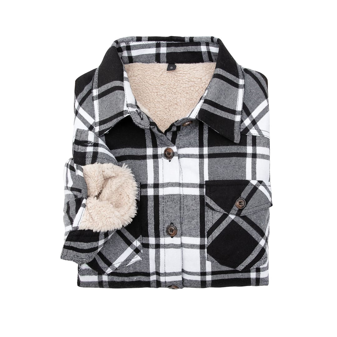 Women’s Matching Family Black White Plaid Flannel Shirt Jacket | FlannelGo