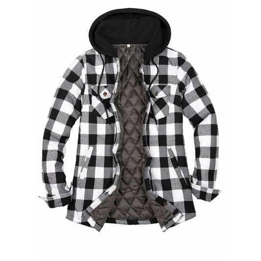 Women’s Matching Family Black White Quilted Flannel Hoodie | FlannelGo