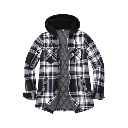 Women’s Matching Family Black White Quilted Flannel Hoodie | FlannelGo