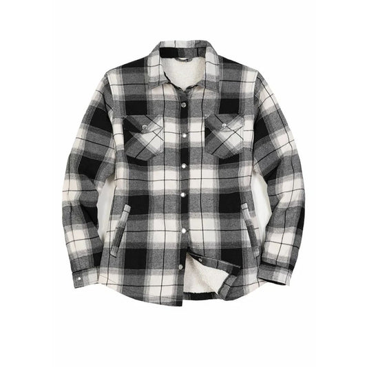 Women’s Matching Family Black White Snap Up Flannel Shacket | FlannelGo