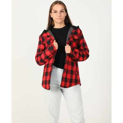 Women’s Matching Family Buffalo Red Quilted Lined Flannel Hoodie | FlannelGo