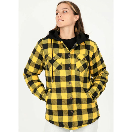 Women’s Matching Family Buffalo Yellow Quilted Lined Flannel Hoodie | FlannelGo