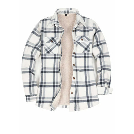 Women’s Matching Family Button Up Black White Plaid Jacket | FlannelGo