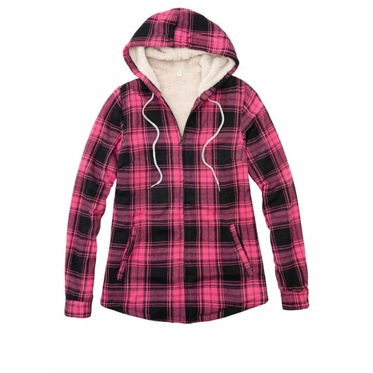 Women’s Matching Family Zip Up Pink Plaid Flannel Hoodie | FlannelGo