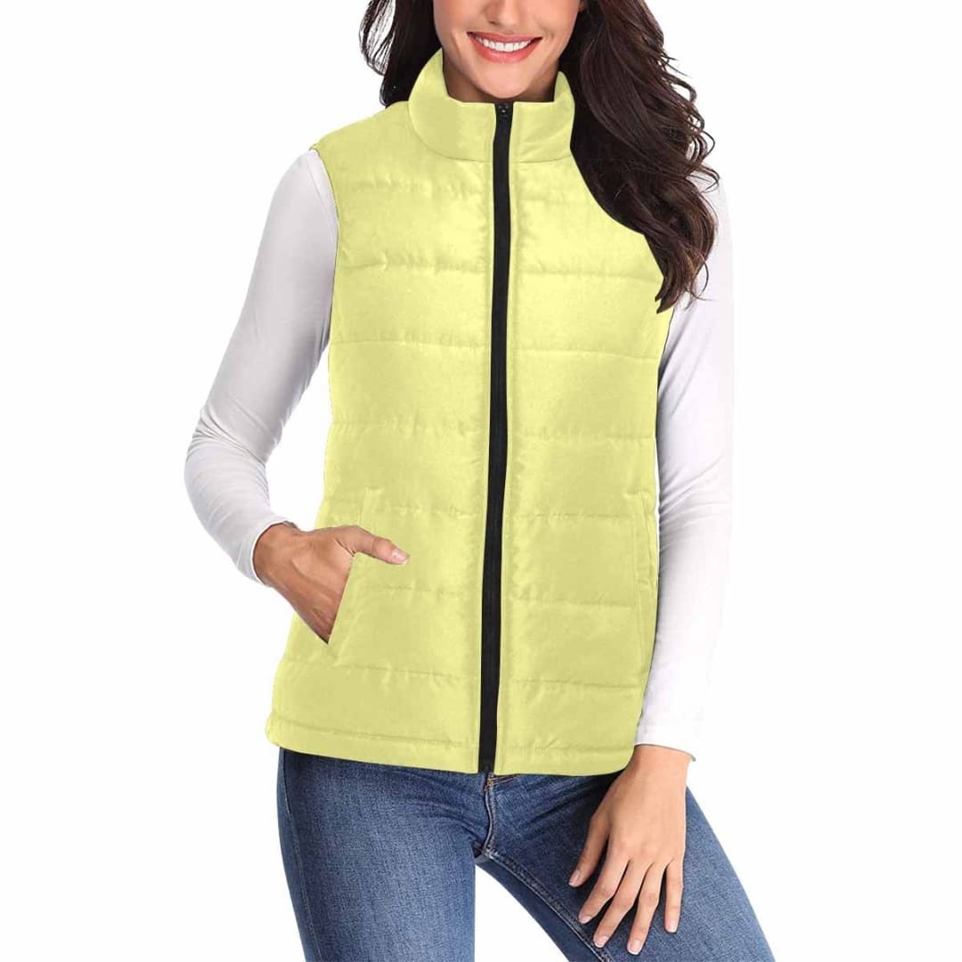 Womens Puffer Vest Jacket / Pastel Yellow | IAA | inQue.Style