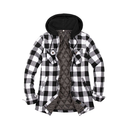 Women’s Quilted Lined Hooded Plaid Flannel Shirt Jacket with Hood | FlannelGo