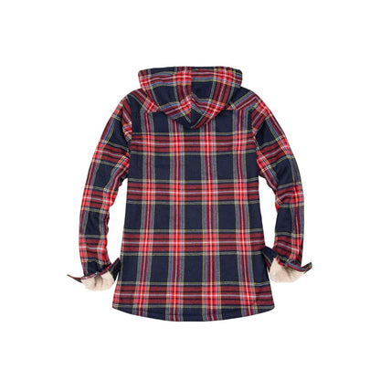 Women’s Sherpa Lined Flannel Jacket with Hood,Button Up Plaid | FlannelGo