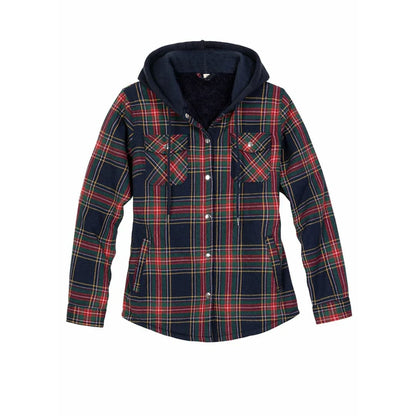 Women’s Sherpa-Lined Snap Button Flannel Jacket with Fleece Hood | FlannelGo