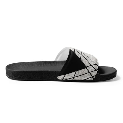 Women’s Slides Black And White Ash Grey Triangular Colorblock | IPFL | inQue.Style