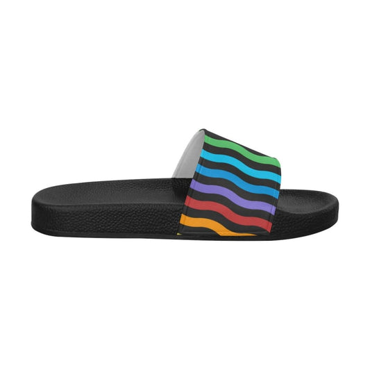 Womens Slides Flip Flop Sandals Rainbow Stripe Print | IAA | inQue.Style