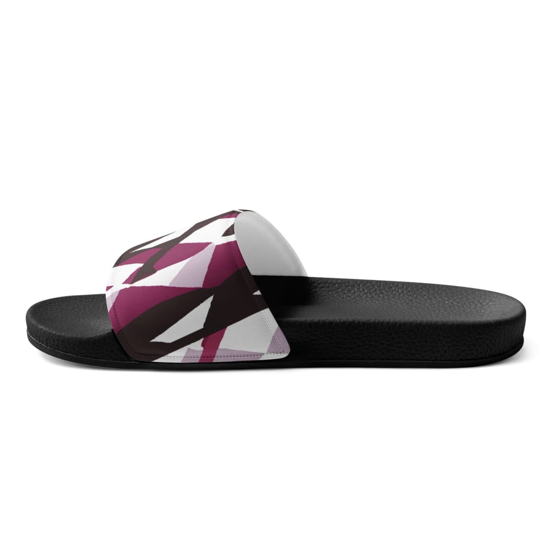 Women’s Slides Mauve Pink And Maroon Geometric Pattern | IPFL | inQue.Style