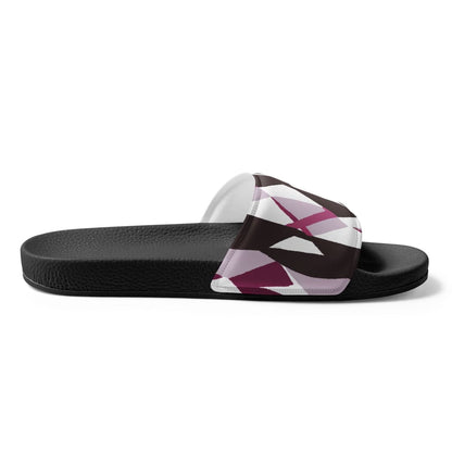 Women’s Slides Mauve Pink And Maroon Geometric Pattern | IPFL | inQue.Style