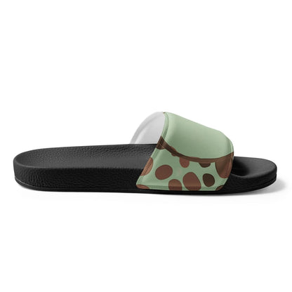 Women’s Slides Mint Green And Brown Spotted Illustration | IPFL | inQue.Style