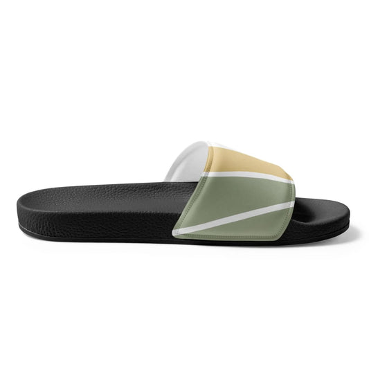 Women’s Slides Mint Green Geometric Lines Print | InQue.Style